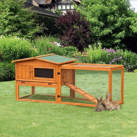 Zimtown 156 cm x 58 cm x 68 cm Guinea Pig Pet House Chicken Coop Garden Backyard Large Wood Hen House Rabbit Hutch Poultry Cage with Run