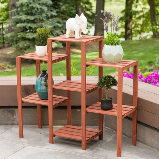 96 cm x 30  cm x 86 cm solid wood with decay resistance 7-Tier Plant Stand