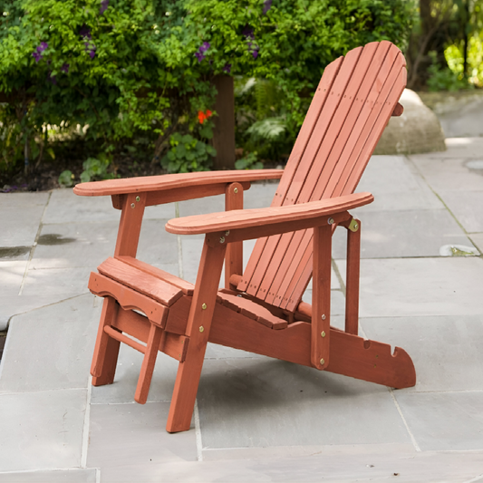 78 cm x 167 cm x  88 cm Ergonomic Folding Adirondack Chair with Pullout Ottoman and Adjustable Backrest