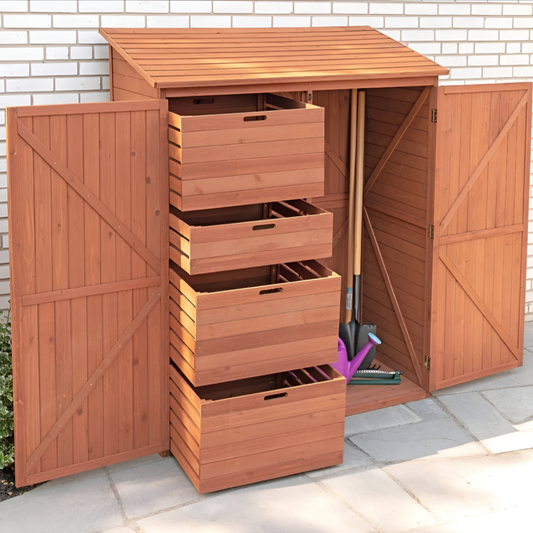 149 cm x 73 cm x 182 cm Outdoor Storage Shed with Pull-Out Crates